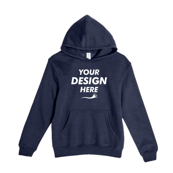 Lane Seven Youth Premium Pullover Hooded Sweatshirt, Navy, Front view, Mockup