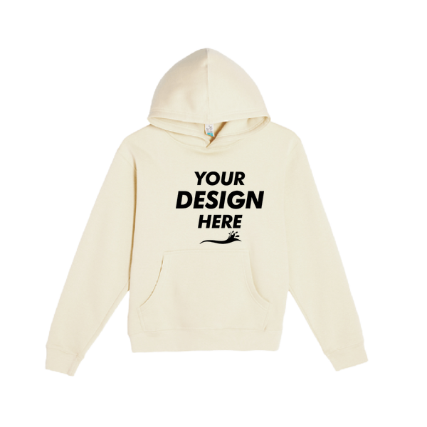 Lane Seven Youth Premium Pullover Hooded Sweatshirt, Sandshell, Front view, Mockup