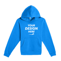 Lane Seven Youth Premium Pullover Hooded Sweatshirt, True Royal, Front view, Mockup