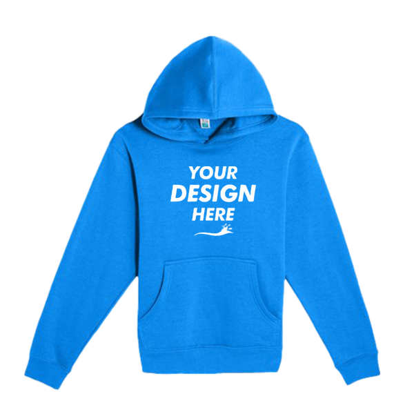 Lane Seven Youth Premium Pullover Hooded Sweatshirt, True Royal, Front view, Mockup