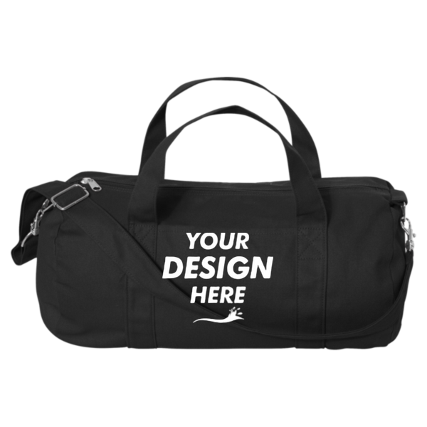 Liberty Bags Canvas Duffel Bag, Black, Front view, Mockup