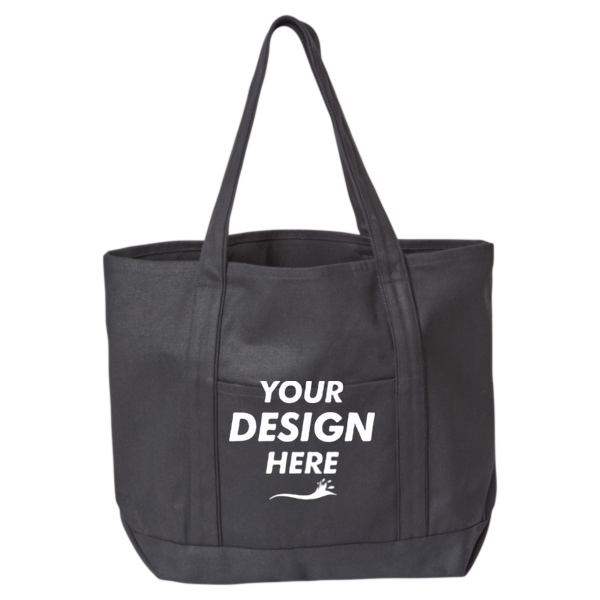 Liberty Bags Carmel Classic XL Cotton Canvas Resort Tote, Black / Black, Front view, Mockup