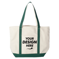 Liberty Bags Carmel Classic XL Cotton Canvas Resort Tote, Natural / Forest, Front view, Mockup