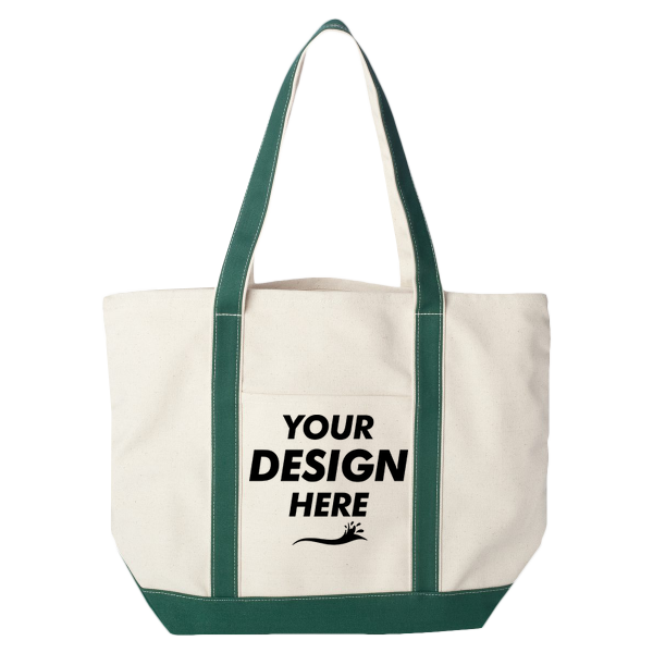 Liberty Bags Carmel Classic XL Cotton Canvas Resort Tote, Natural / Forest, Front view, Mockup