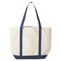 Liberty Bags Carmel Classic XL Cotton Canvas Resort Tote, Natural / Navy, Front view