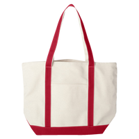 Liberty Bags Carmel Classic XL Cotton Canvas Resort Tote, Natural / Red, Front view