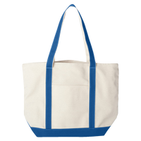 Liberty Bags Carmel Classic XL Cotton Canvas Resort Tote, Natural / Royal, Back view