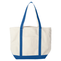 Liberty Bags Carmel Classic XL Cotton Canvas Resort Tote, Natural / Royal, Front view