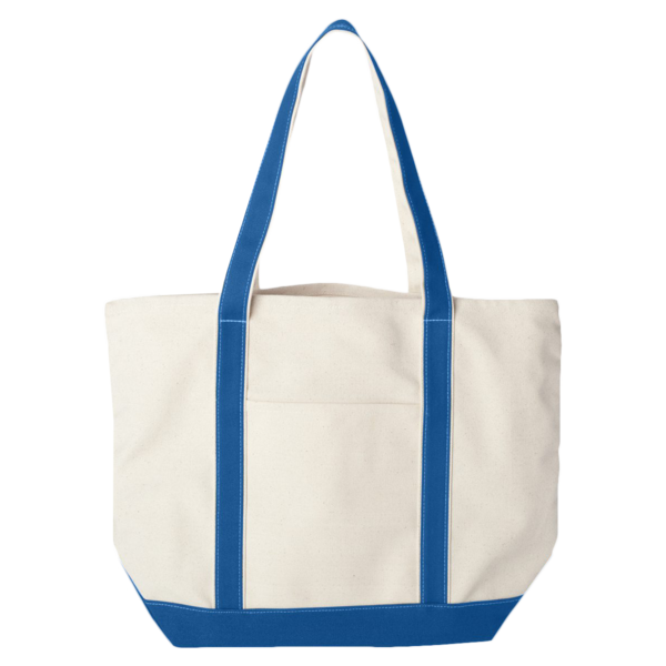 Liberty Bags Carmel Classic XL Cotton Canvas Resort Tote, Natural / Royal, Front view