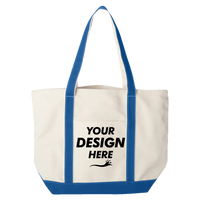 Liberty Bags Carmel Classic XL Cotton Canvas Resort Tote, Natural / Royal, Front view, Mockup