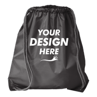Liberty Bags Drawstring Pack with DUROcord, Black, Front view, Mockup