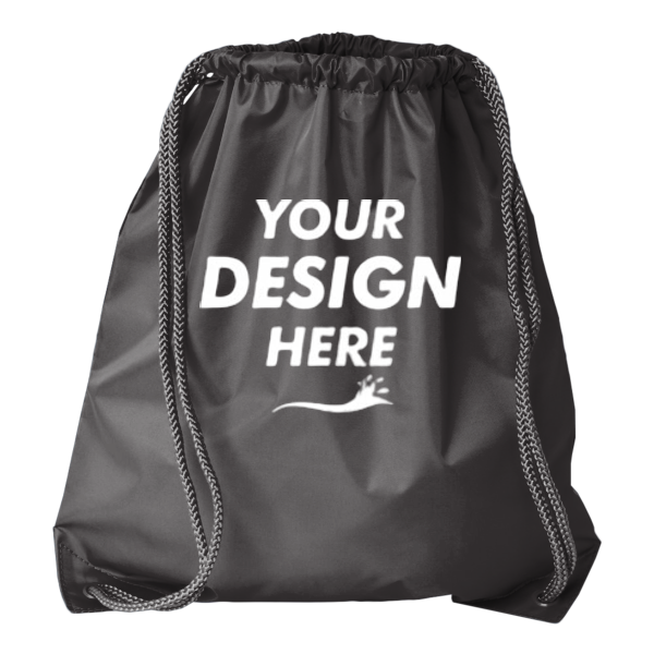 Liberty Bags Drawstring Pack with DUROcord, Black, Front view, Mockup