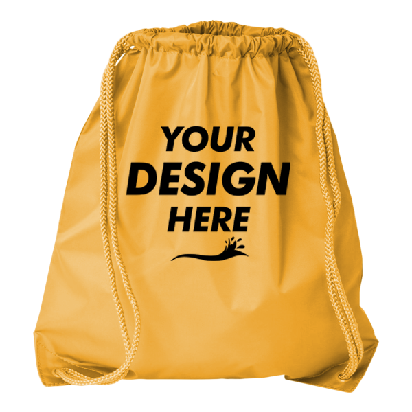 Liberty Bags Drawstring Pack with DUROcord, Golden Yellow, Front view, Mockup