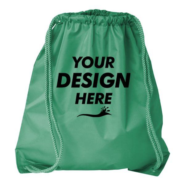 Liberty Bags Drawstring Pack with DUROcord, Kelly, Front view, Mockup
