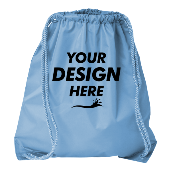 Liberty Bags Drawstring Pack with DUROcord, Light Blue, Front view, Mockup