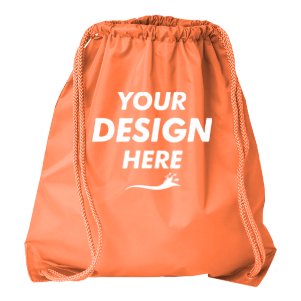 Liberty Bags Drawstring Pack with DUROcord, Orange, Front view, Mockup