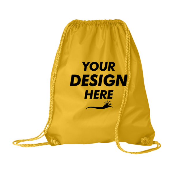 Liberty Bags Large Drawstring Pack with DUROcord, Bright Yellow, Front view, Mockup
