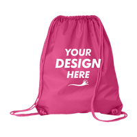 Liberty Bags Large Drawstring Pack with DUROcord, Hot Pink, Front view, Mockup