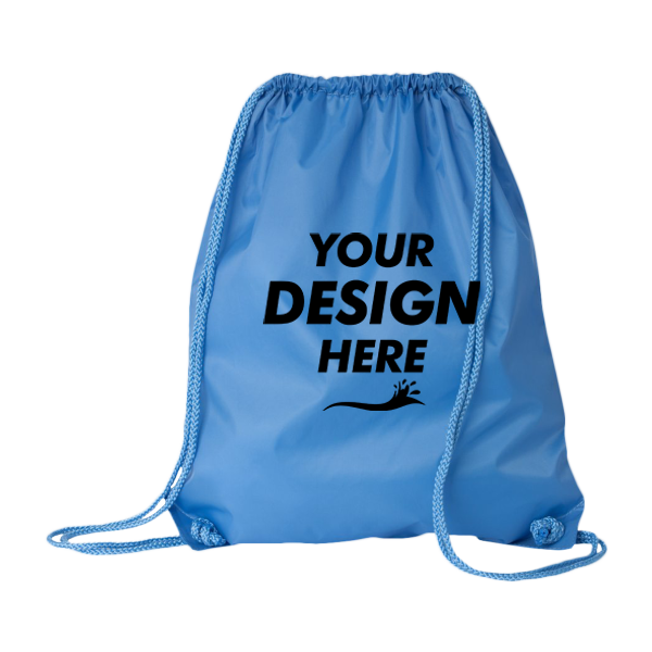 Liberty Bags Large Drawstring Pack with DUROcord, Light Blue, Front view, Mockup