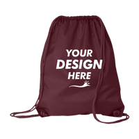 Liberty Bags Large Drawstring Pack with DUROcord, Maroon, Front view, Mockup
