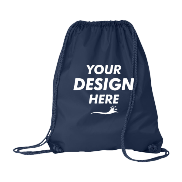 Liberty Bags Large Drawstring Pack with DUROcord, Navy, Front view, Mockup