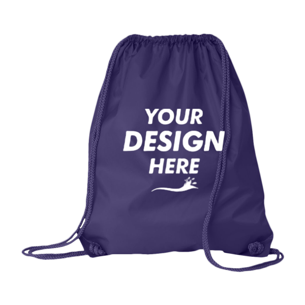 Liberty Bags Large Drawstring Pack with DUROcord, Purple, Front view, Mockup