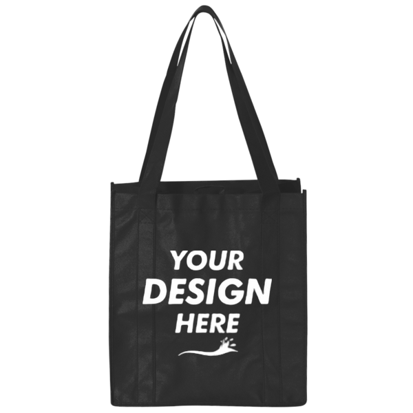 Liberty Bags Non-Woven Reusable Shopping Bag, Black, Front view, Mockup
