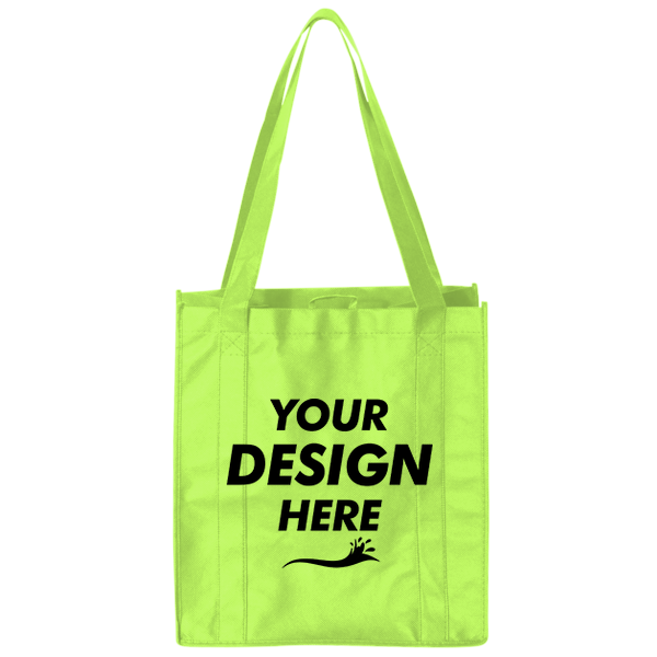 Liberty Bags Non-Woven Reusable Shopping Bag, Lime Green, Front view, Mockup