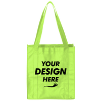 Liberty Bags Non-Woven Reusable Shopping Bag, Lime Green, Front view, Mockup