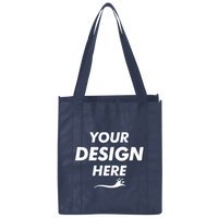 Liberty Bags Non-Woven Reusable Shopping Bag, Navy, Front view, Mockup