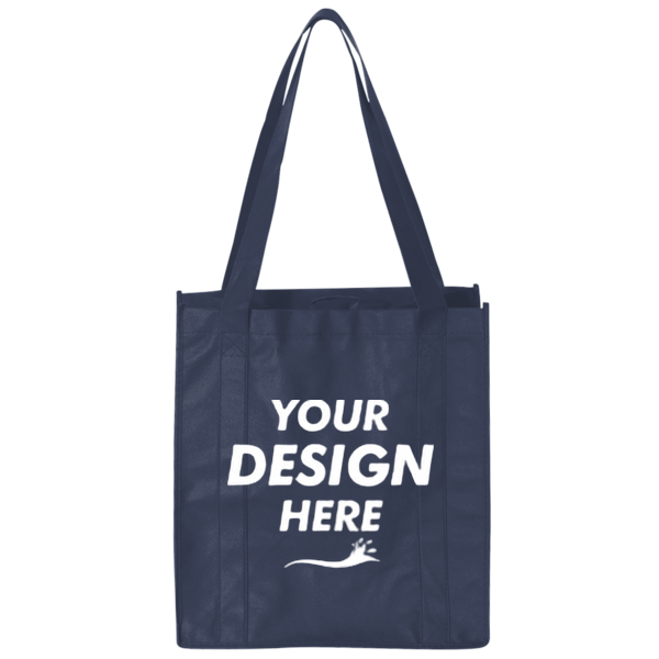 Liberty Bags Non-Woven Reusable Shopping Bag, Navy, Front view, Mockup