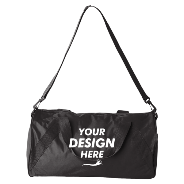 Liberty Bags Recycled 18” Small Duffel Bag, Black, Front view, Mockup