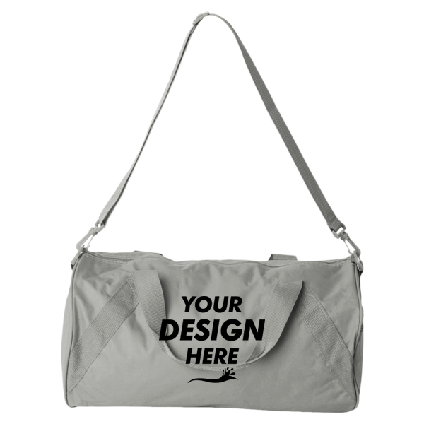 Liberty Bags Recycled 18” Small Duffel Bag, Grey, Front view, Mockup