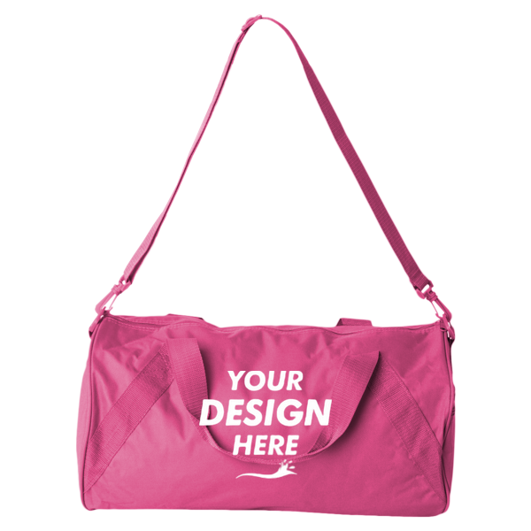 Liberty Bags Recycled 18” Small Duffel Bag, Hot Pink, Front view, Mockup