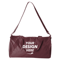 Liberty Bags Recycled 18” Small Duffel Bag, Maroon, Front view, Mockup