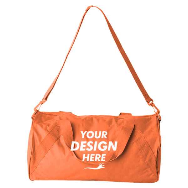 Liberty Bags Recycled 18” Small Duffel Bag, Orange, Front view, Mockup