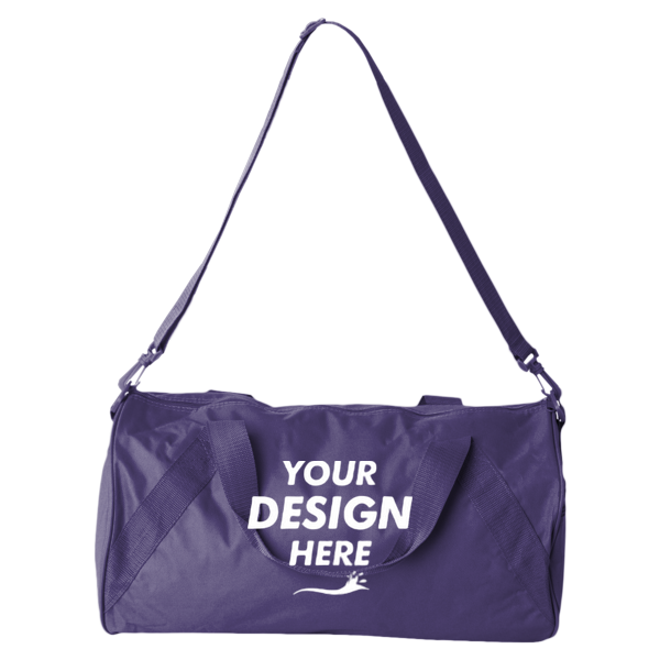 Liberty Bags Recycled 18” Small Duffel Bag, Purple, Front view, Mockup