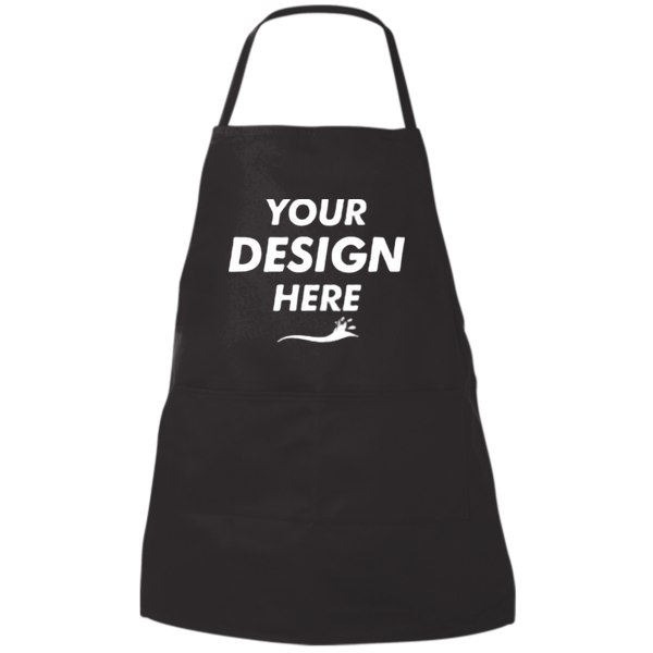 Liberty Bags Two-Pocket Butcher Apron, Black, Front view, Mockup