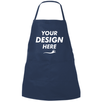 Liberty Bags Two-Pocket Butcher Apron, Navy, Front view, Mockup