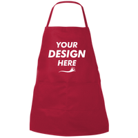 Liberty Bags Two-Pocket Butcher Apron, Red, Front view, Mockup