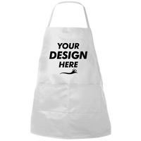 Liberty Bags Two-Pocket Butcher Apron, White, Front view, Mockup
