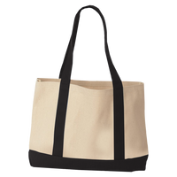 Liberty Bags Windward Large Cotton Canvas Classic Resort Tote, Black / Black, Back view