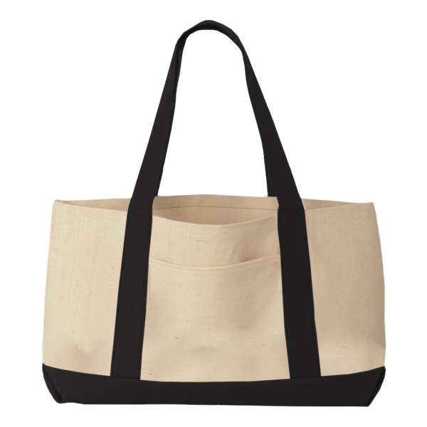 Liberty Bags Windward Large Cotton Canvas Classic Resort Tote, Natural / Black, Front view