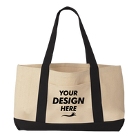 Liberty Bags Windward Large Cotton Canvas Classic Resort Tote, Natural / Black, Front view, Mockup