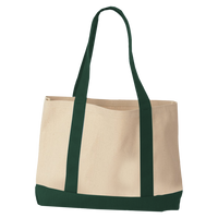 Liberty Bags Windward Large Cotton Canvas Classic Resort Tote, Natural / Forest, Back view
