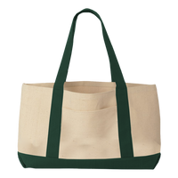Liberty Bags Windward Large Cotton Canvas Classic Resort Tote, Natural / Forest, Front view