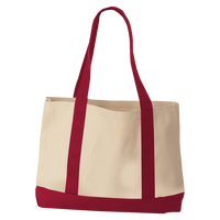 Liberty Bags Windward Large Cotton Canvas Classic Resort Tote, Natural / Red, Back view