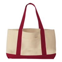 Liberty Bags Windward Large Cotton Canvas Classic Resort Tote, Natural / Red, Front view