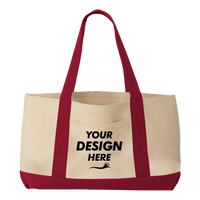 Liberty Bags Windward Large Cotton Canvas Classic Resort Tote, Natural / Red, Front view, Mockup