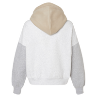 MV Sport Women's Sueded Fleece Colorblocked Crop Hooded Sweatshirt, Heather, Back view